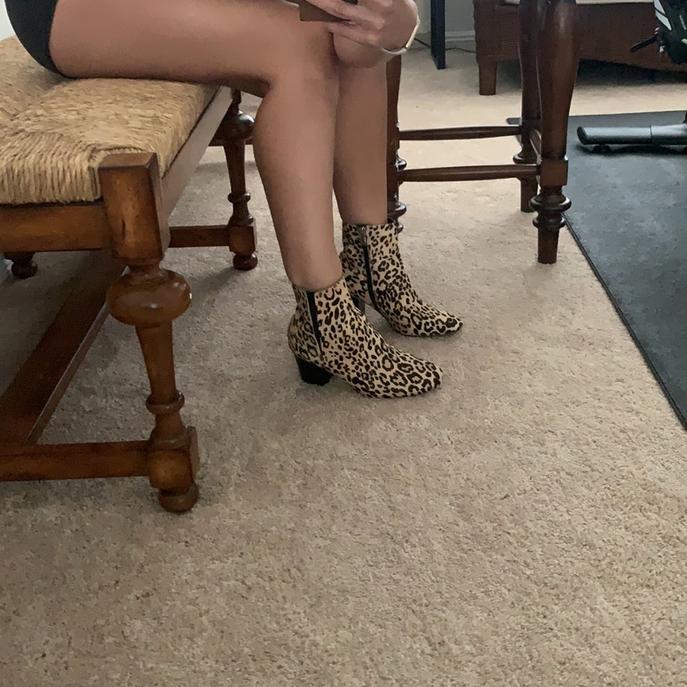 Halogen genuine fur calf hair animal print boots - Picture 12 of 13